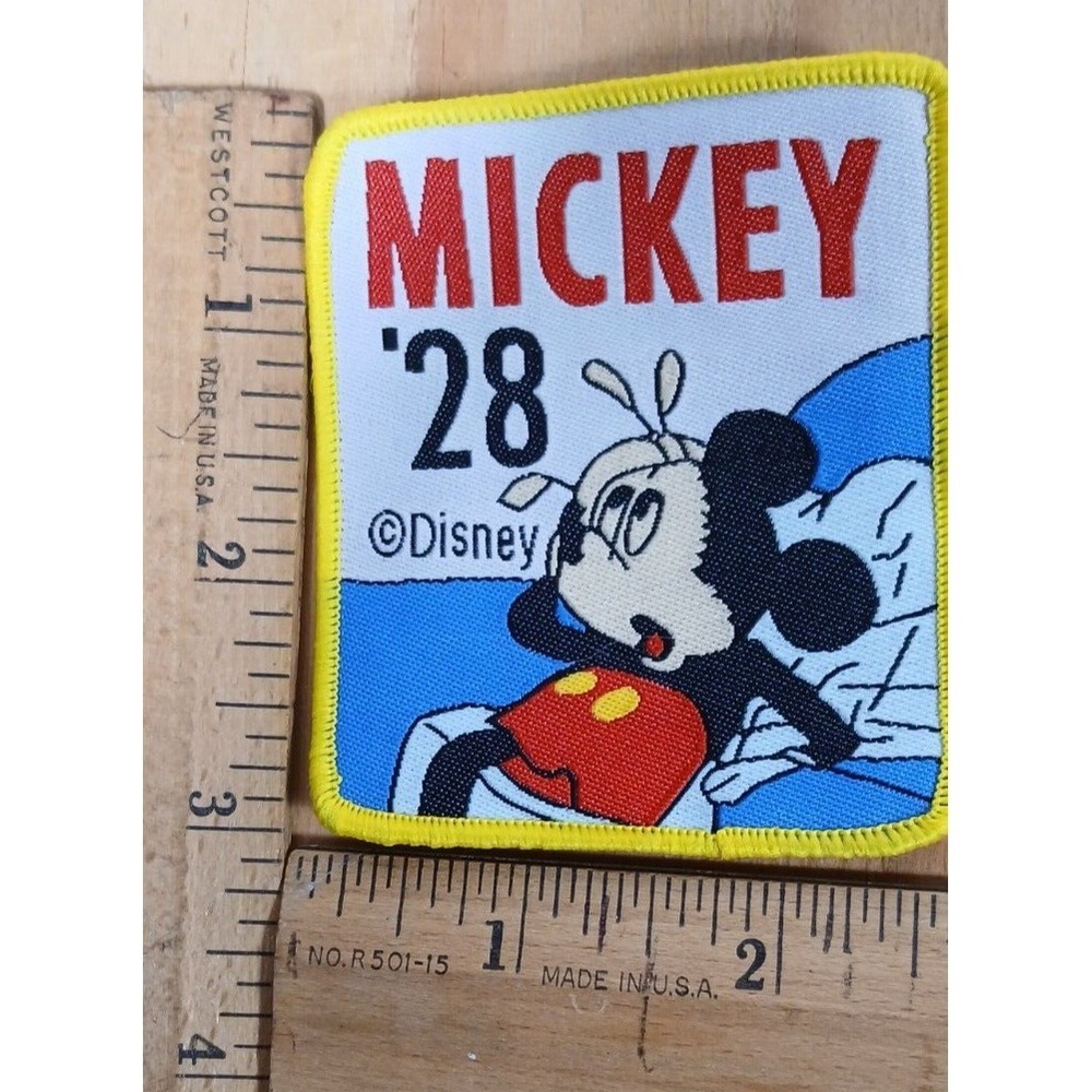 Mickey Mouse Cartoon Character Patch 3" Sew On '28 Rare Vtg